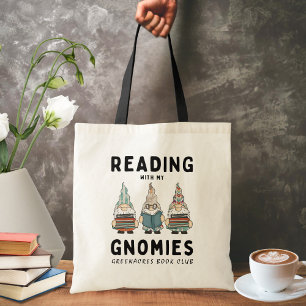 Tote Bag Drôle Club de livre Nom lecture avec mes Gnomies