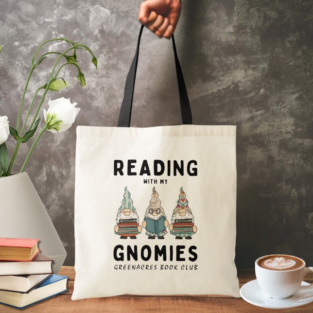 Tote Bag Drôle Club de livre Nom lecture avec mes Gnomies (Créateur téléchargé)