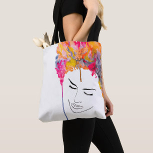 Tote Bag Drôle coloré de l'art des femmes arc-en-ciel