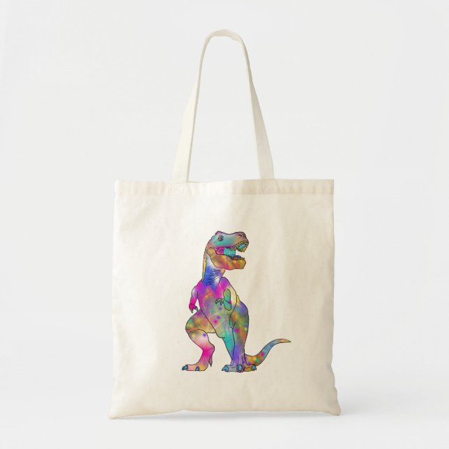 Tote Bag Drôle coloré T Rex Psychedelic Dinosaur Art (Devant)