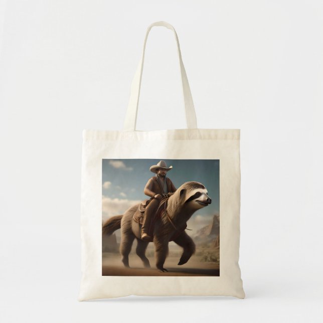 Tote Bag Drôle Cowboy À Cheval De Fente, (Devant)