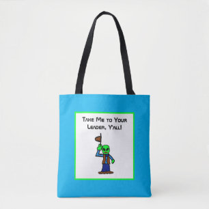 Tote Bag Drôle Cowboy Alien caricature avec enlèvement d'ov