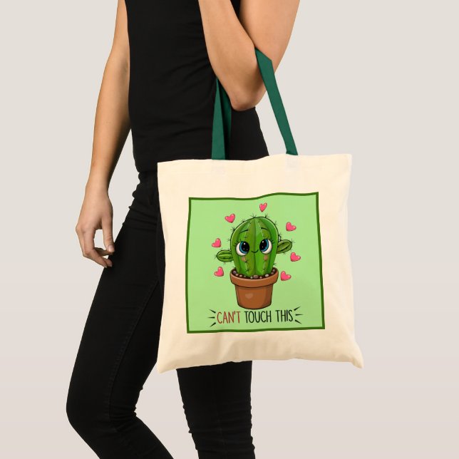 Tote Bag drôle de cactus toucher ce mot art (Devant (produit))