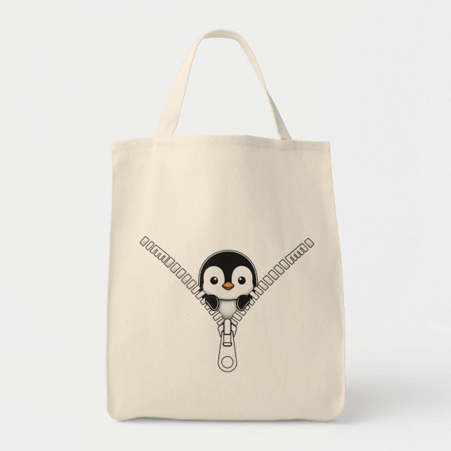 Tote Bag Drôle de coup d'œil de pingouin  (Devant)