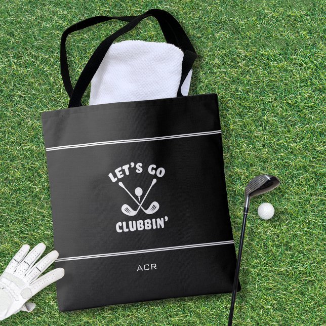 Tote Bag Drôle de dicton de golf moderne noir (Funny Golfer Golf Club Humor Modern Sports Black Tote Bag)