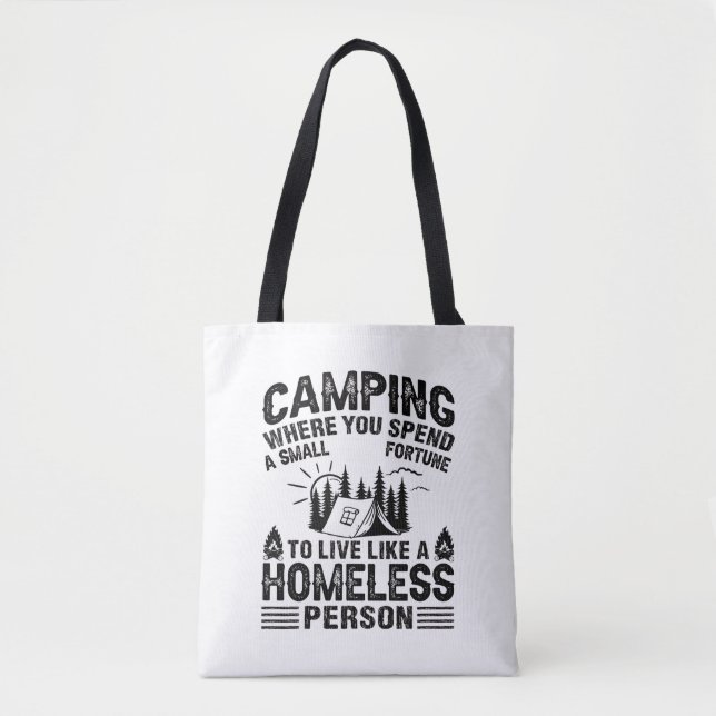 Tote Bag Drôle de dire de camping (Devant)