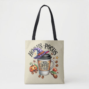 Tote Bag Drôle de Hocus Pocus J'ai Besoin de Café Sorcière