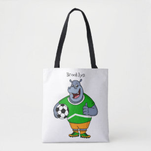 Tote Bag Drôle de joueur de football hippo dessin humoristi