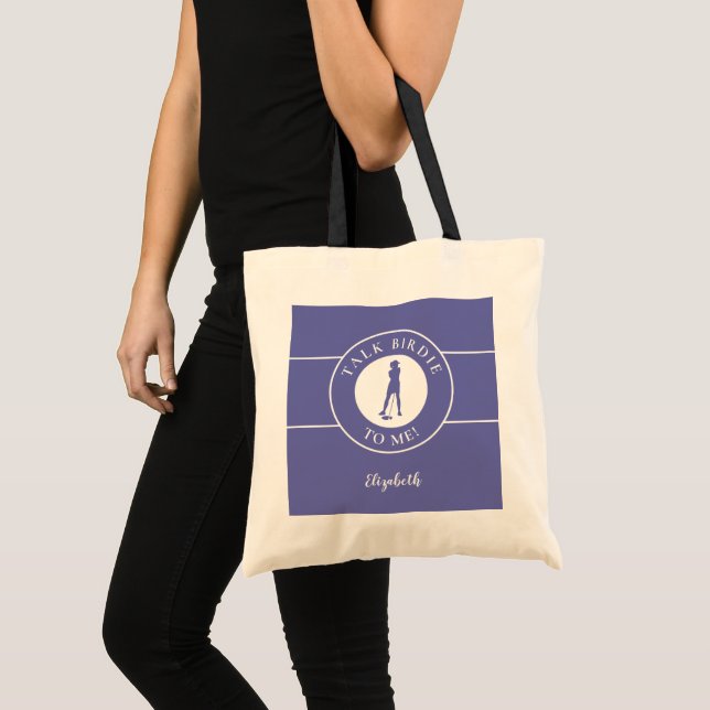 Tote Bag Drôle de langage Oiseau parle moi Golfeur Bleu (Devant (produit))