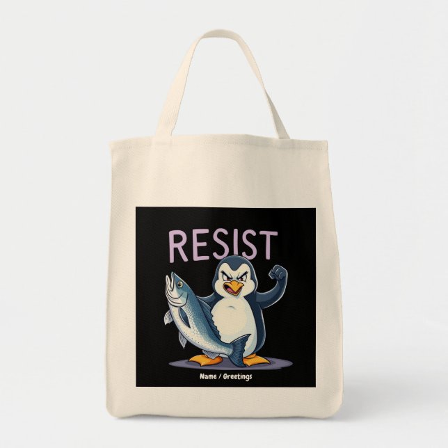 Tote Bag Drôle de résister à la protestation des pingouins  (Devant)