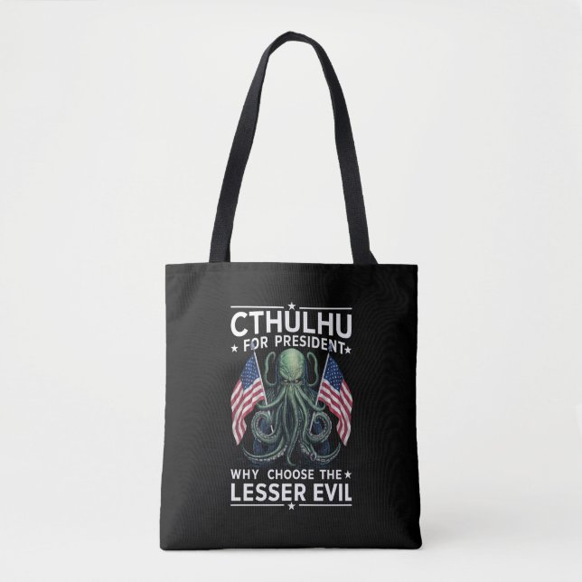 Tote Bag Drôle d'élection 2024 Cthulhu pour président  (Devant)