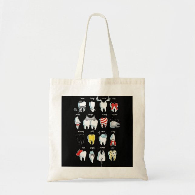 Tote Bag Drôle Dentiste Dentiste Dents Dentaire Dentaire (Devant)