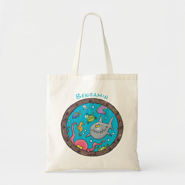Tote Bag Drôle des créatures marines sous l'eau dessin anim (Devant)