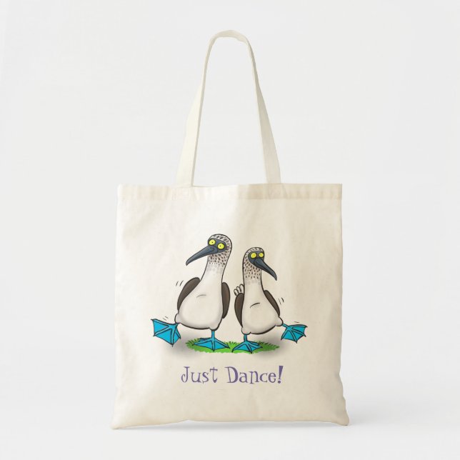 Tote Bag Drôle des seins à pieds bleus oiseaux de mer danse (Devant)