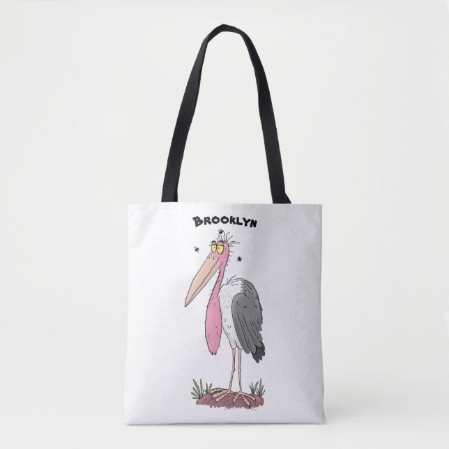 Tote Bag Drôle dessin animé de cigogne en marabou (Devant)