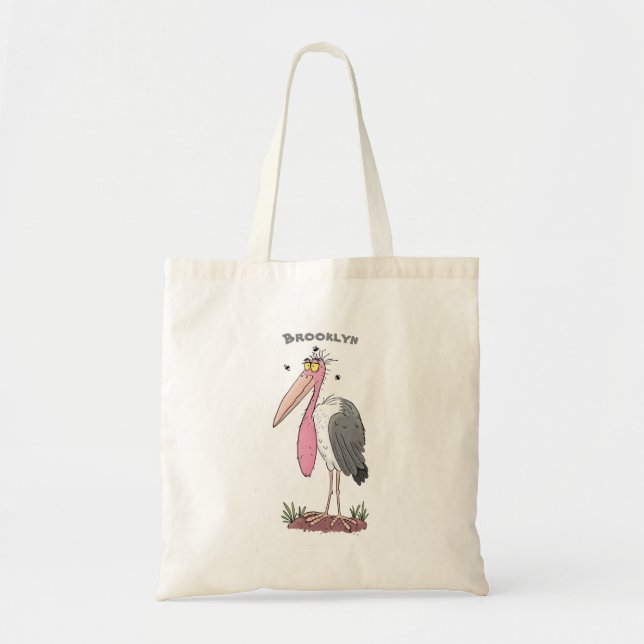 Tote Bag Drôle dessin animé de cigogne en marabou (Devant)