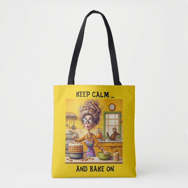 Tote Bag Drôle dessin animé de la femme boulangère rasée (Devant)
