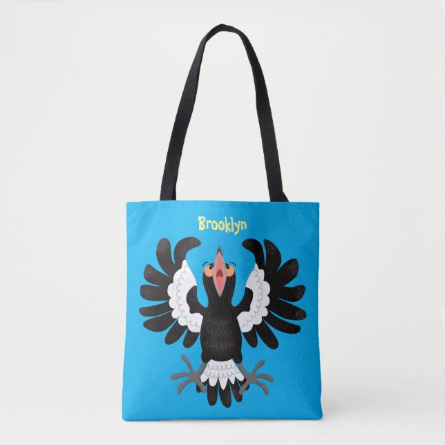 Tote Bag Drôle dessin animé de Magpie australienne (Devant)