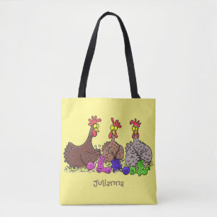 Tote Bag Drôle dessin animé de poulets de tricot