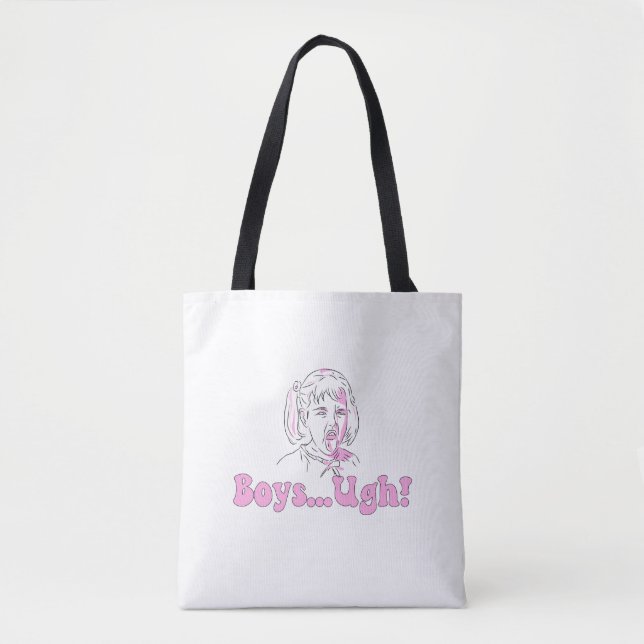 Tote Bag Drôle dessin animé mème de fille - "garçons...ough (Devant)