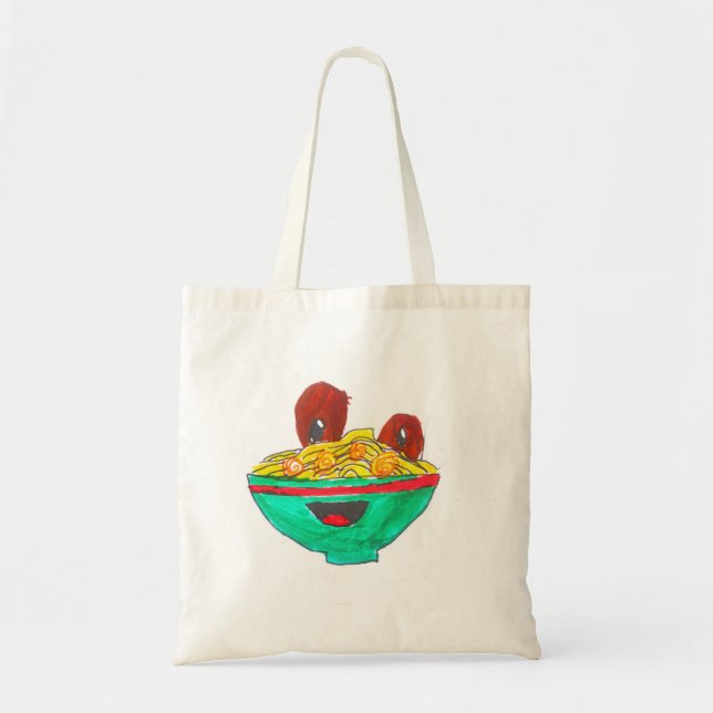 Tote Bag Drôle dessin animé spaghetti boules de viande art (Devant)