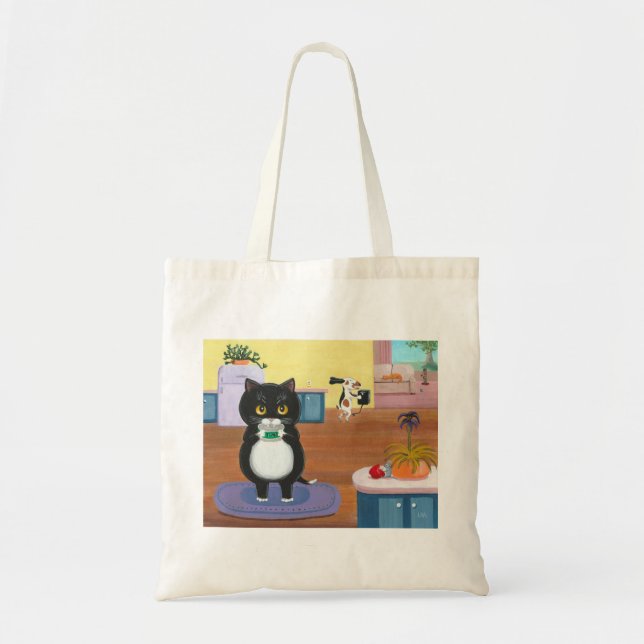 Tote Bag Drôle dessin de chien de chat (Devant)