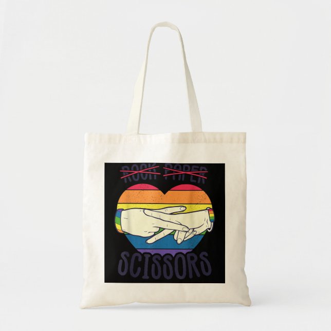 Tote Bag Drôle Drôle Lesbienne Pride Drapeau Rock Ciseaux d (Devant)