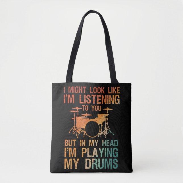 Tote Bag Drôle Drummer Art Pour Hommes Femmes Drum Player P (Devant)