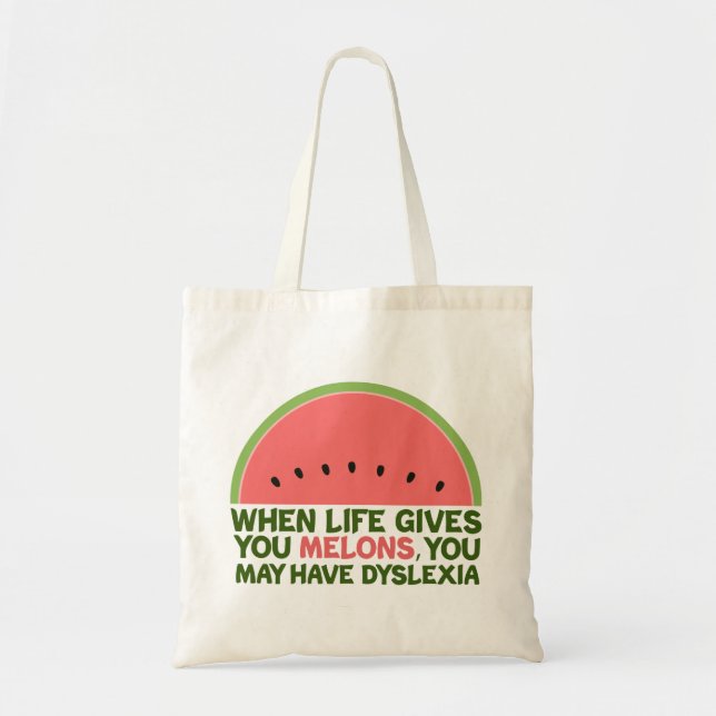 Tote Bag Drôle Dyslexie Citation Dyslexique Humour Watermel (Devant)