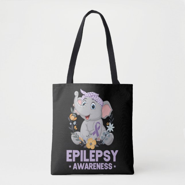 Tote Bag Drôle Epilepsie Sensibilisation Fleur Eléphant Rub (Devant)