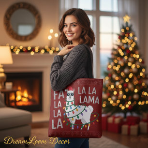 Tote Bag Drôle Fa La La Lama Guirlandes de Noël Pull de Noë