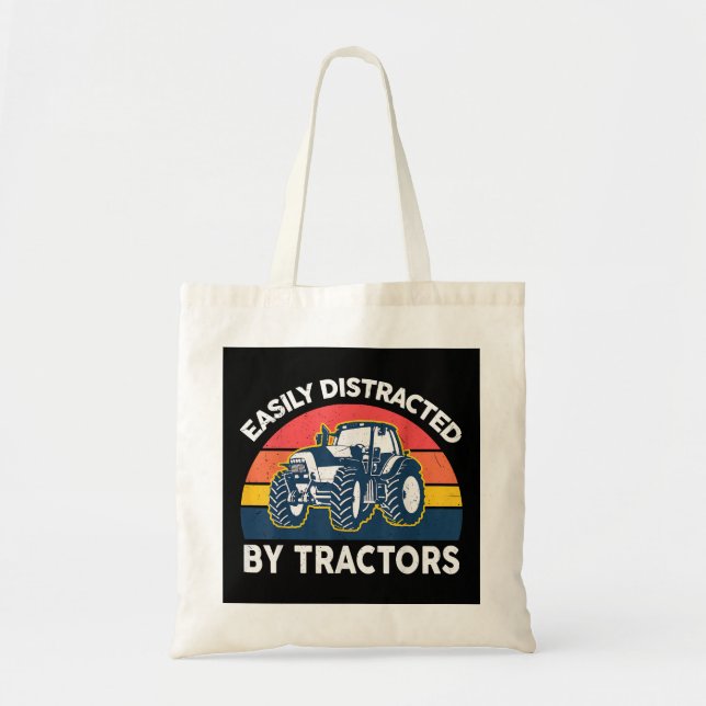 Tote Bag Drôle Facilement Distrait Par Tracteurs-Chemises F (Devant)