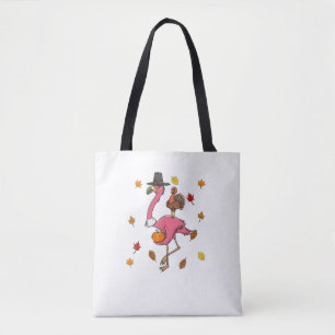 Tote Bag Drôle Flamant rose de pèlerin Thanksgiving avec Tu