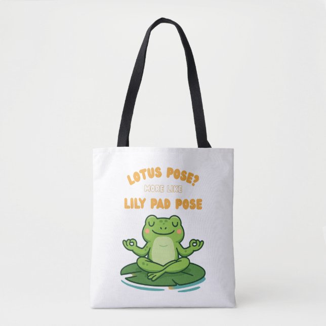 Tote Bag Drôle Frog Yoga Cartoon Lotus Lily Poche Conceptio (Devant)
