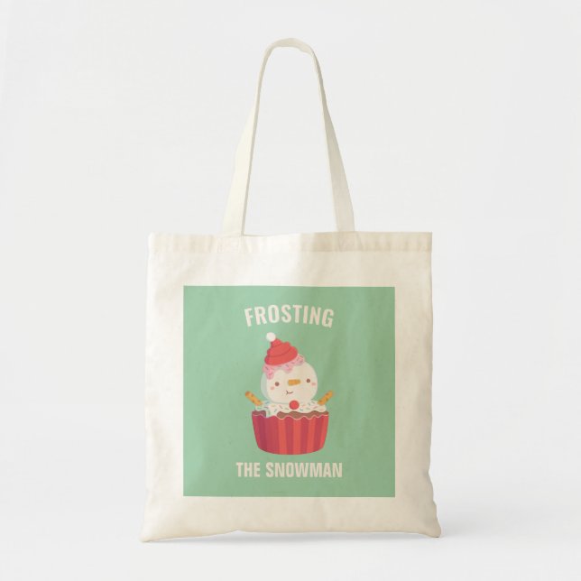 Tote Bag Drôle Frosting Le Snowman Cupcake Pun (Devant)