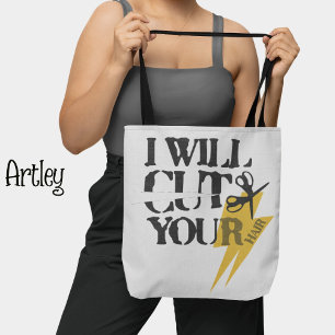 Tote Bag Drôle Grunge Hair Styliste Dresser Ciseaux Gris