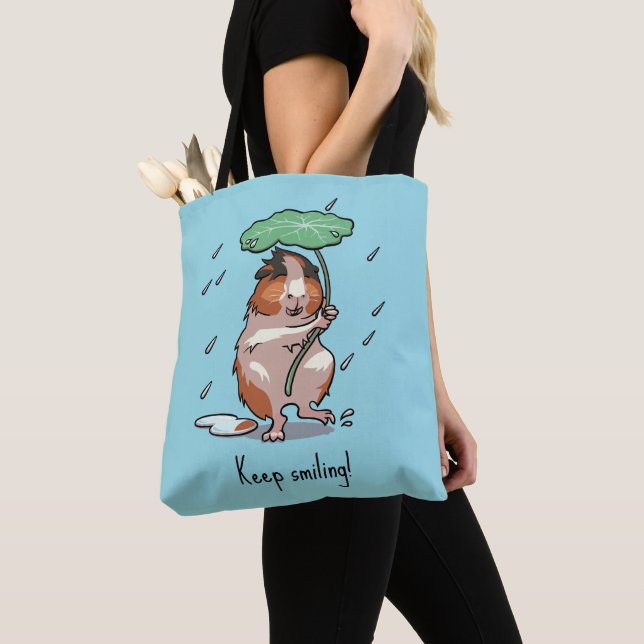 Tote Bag Drôle Guinéen Cochon Continuer à sourire Pluie Dan (De près)