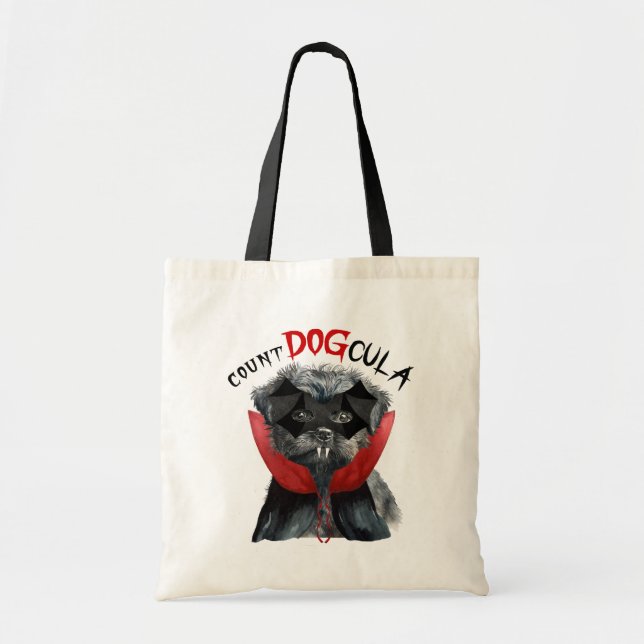 Tote Bag Drôle Halloween Affenpinscher Chien Trick ou trait (Devant)