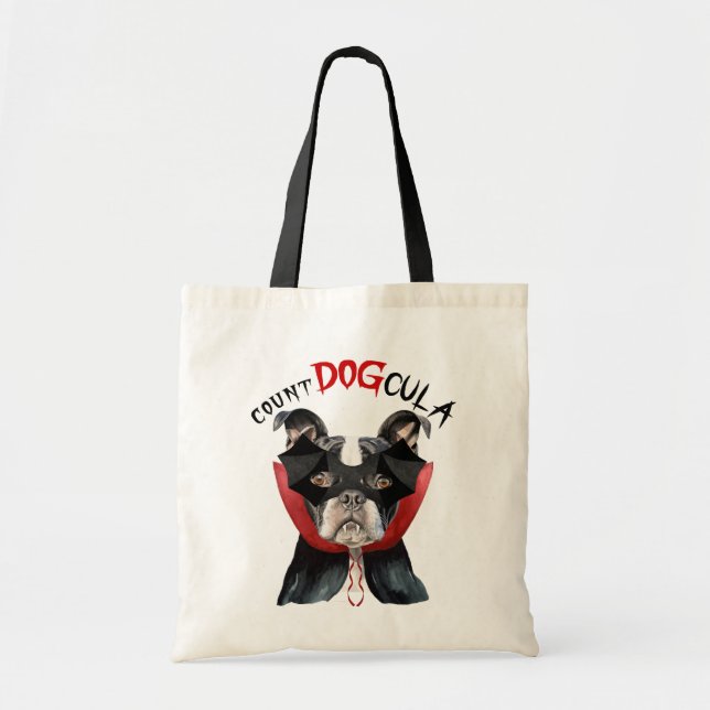 Tote Bag Drôle Halloween Boston Terrier Chien Trick ou trai (Devant)