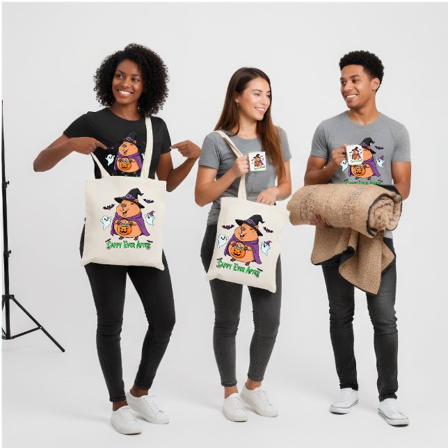 Tote Bag Drôle Halloween Capybara "Cappy Ever After" (Créateur téléchargé)