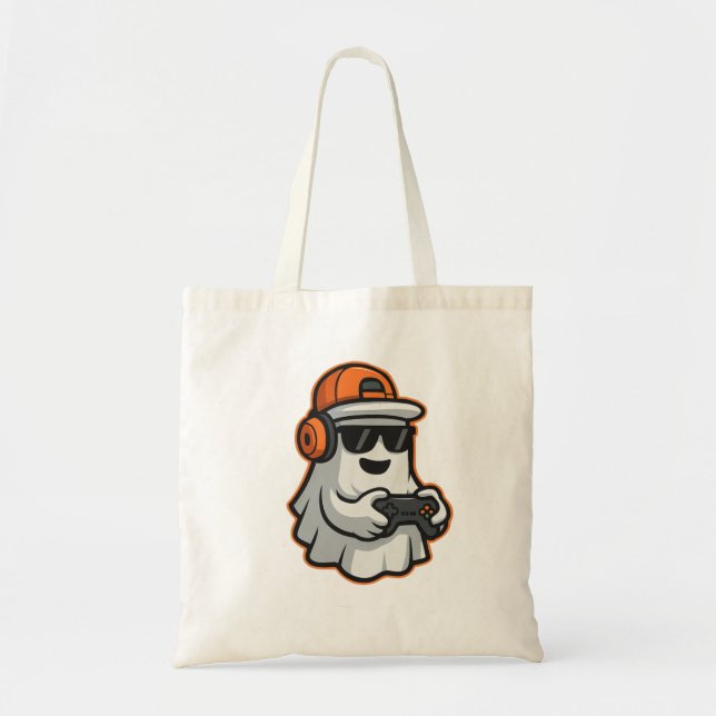 Tote Bag Drôle Halloween Ghost Gamer Pixel Vidéo (Devant)