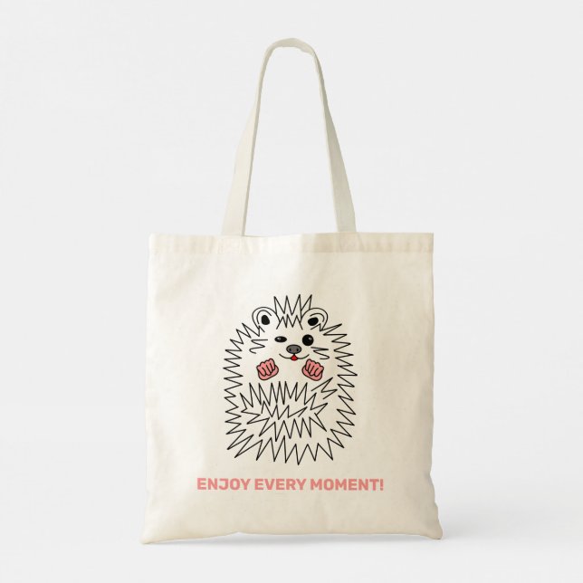 Tote Bag Drôle Hérisson. Profitez De Chaque Moment ! Person (Dos)