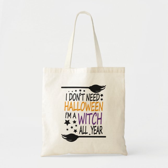 Tote Bag Drôle Humour Halloween sorcier Broomstick (Devant)