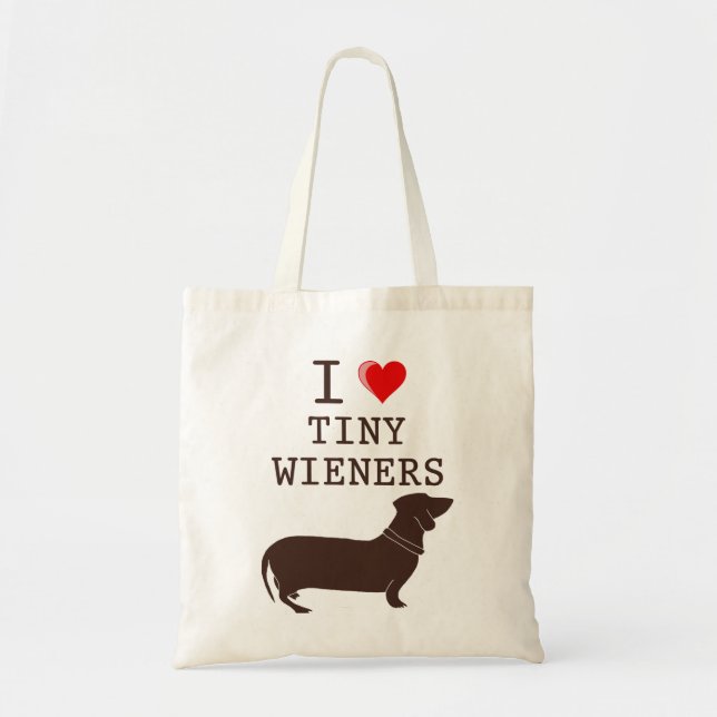 Tote Bag Drôle J'adore le teckel Wiener miniature (Devant)