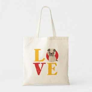 Tote Bag Drôle, j'aime le Carlin, j'entends mon chien, mon