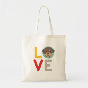 Tote Bag Drôle, j'aime le Rottweiler, j'ai le coeur, mon c