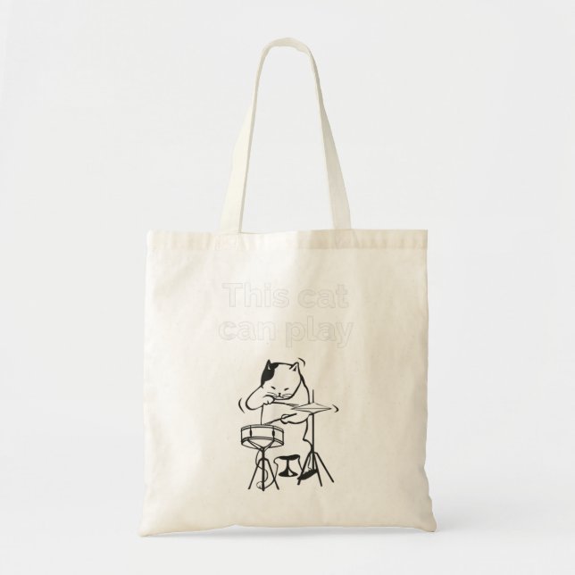 Tote Bag Drôle Jazz Cat Drummer (Devant)