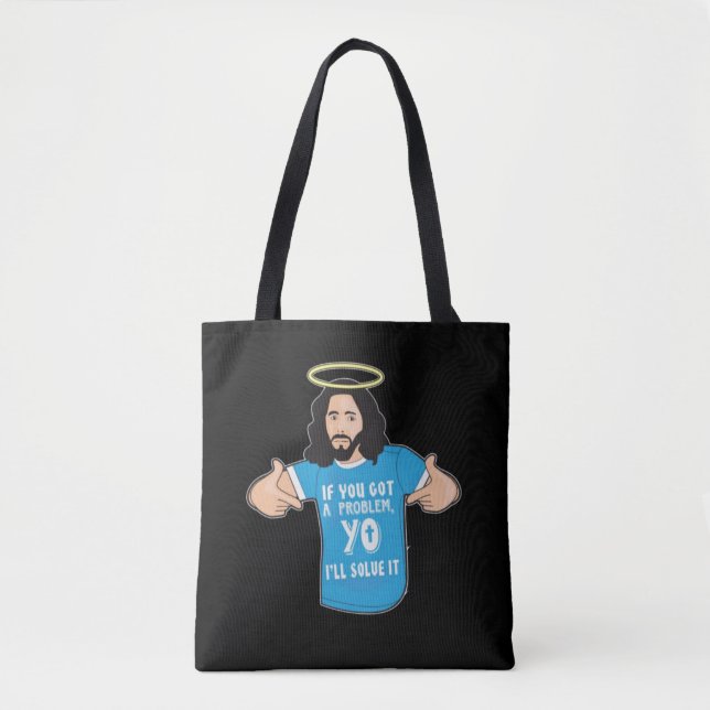 Tote Bag Drôle Jésus Chemise Chrétienne Mème Yo Je le résou (Devant)