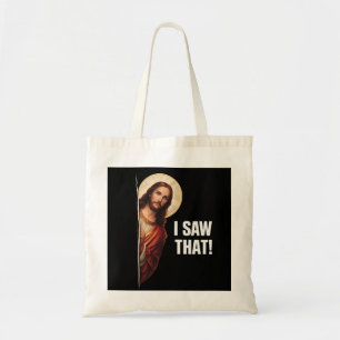 Tote Bag Drôle Jésus "Je l'ai vu" design de meme chrétien