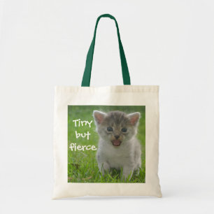 Tote Bag Drôle Kitten légende minuscule mais fierce